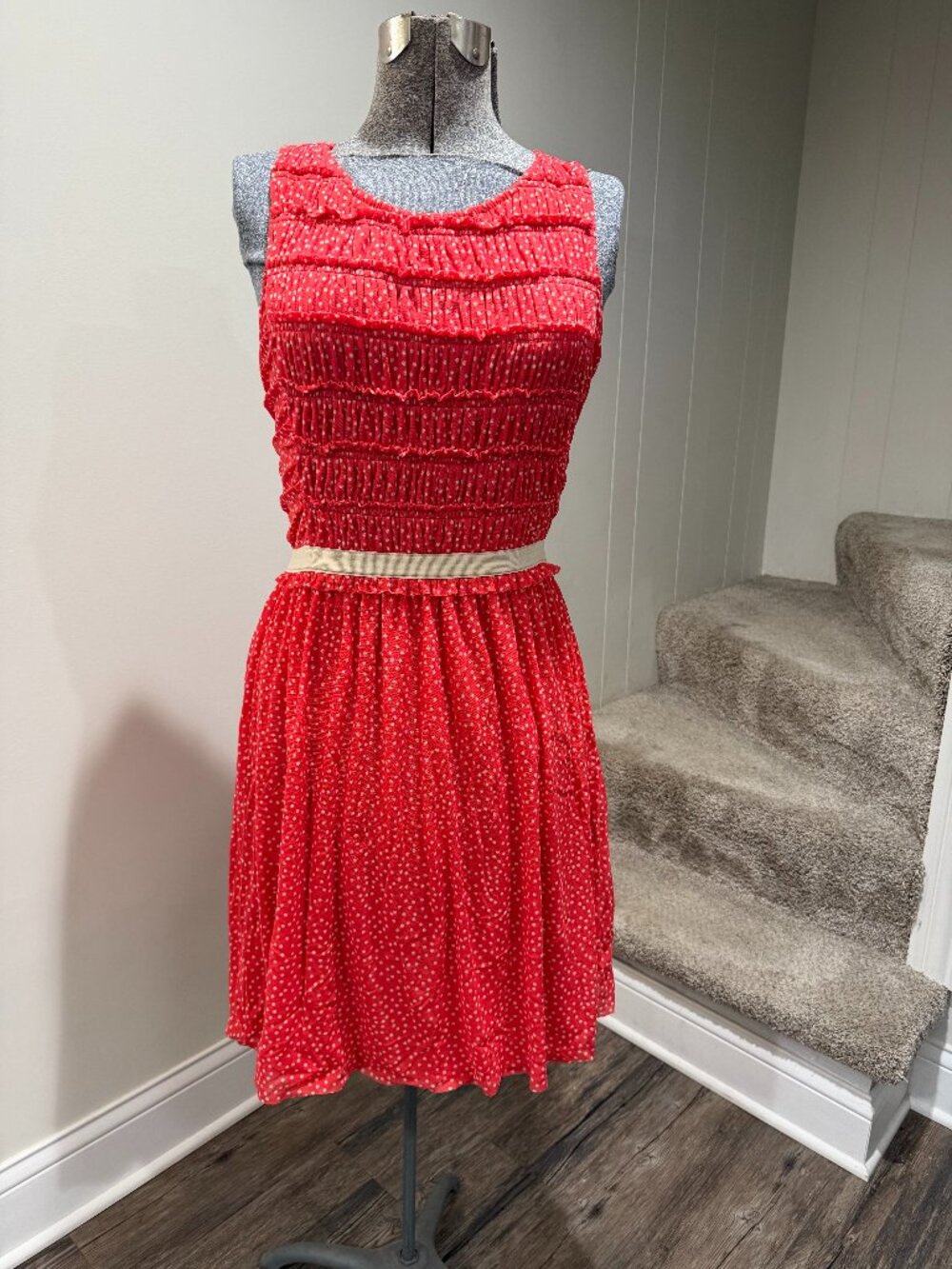 Anthropologie Maeve Red Polka Dot Dress | Size Medium